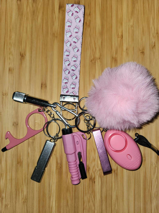 PINK KITTY PERSONAL SAFETY KEYCHAIN