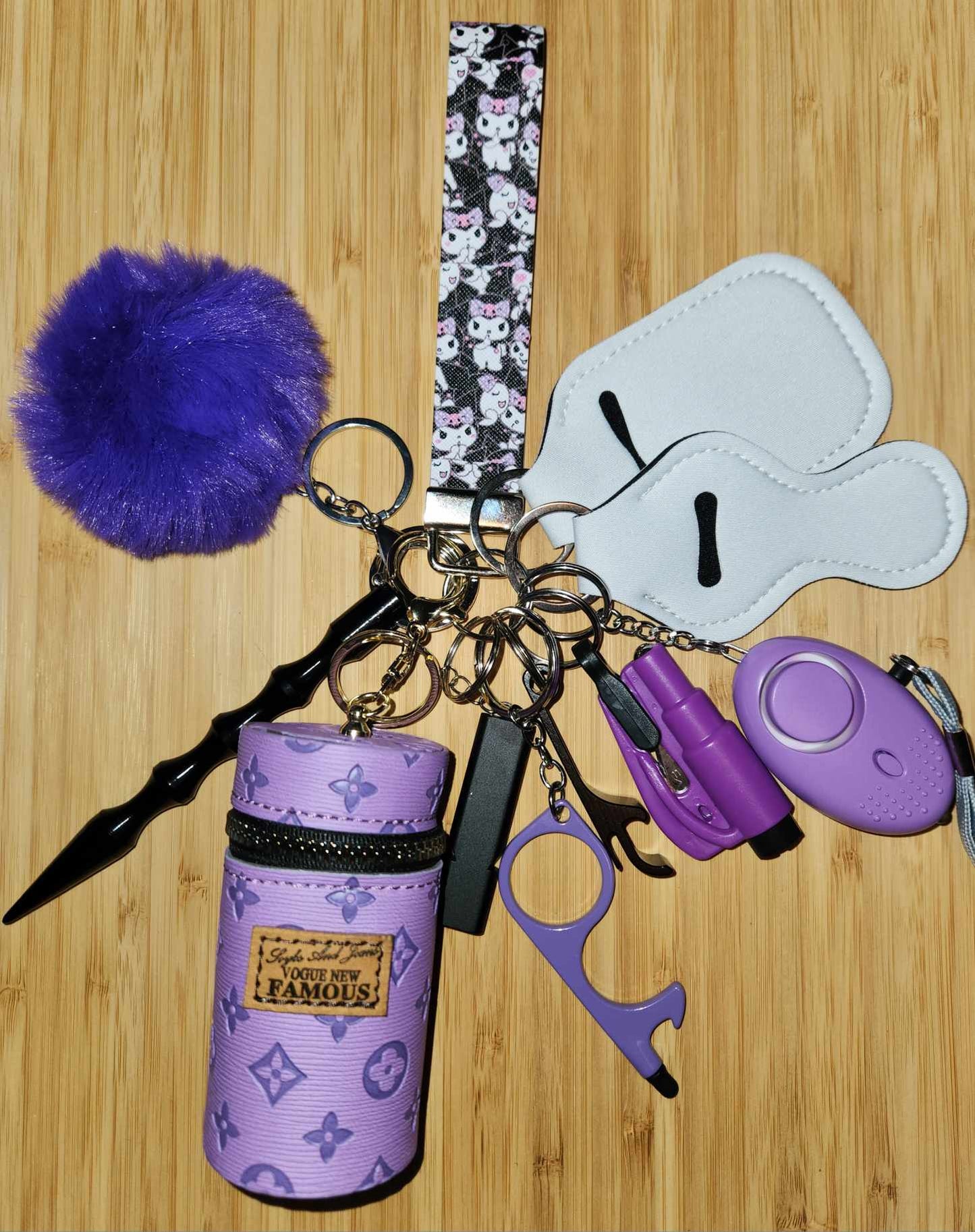 PURPLE KUROMI PERSONAL SAFETY KEYCHAIN